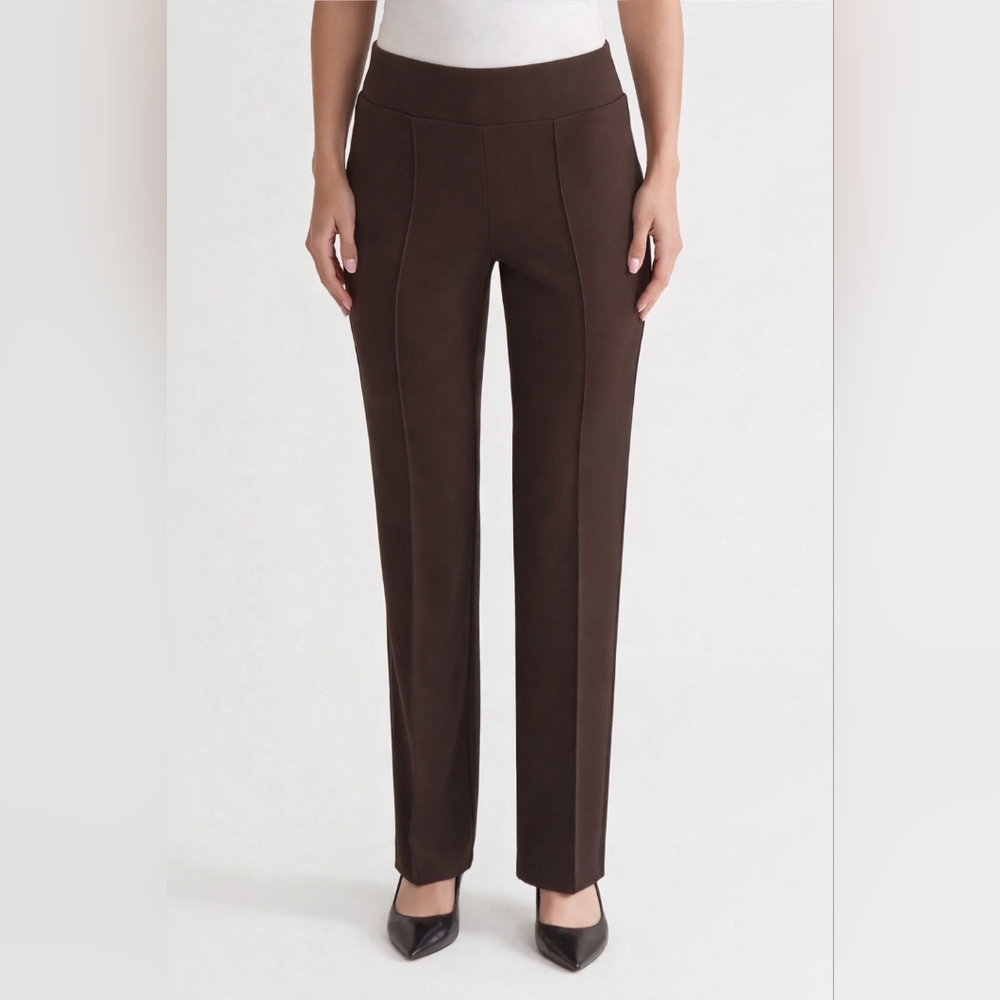 Jones New York Dark Brown Pull On Pintuck Trouser, Serenity Knit Dress Pants